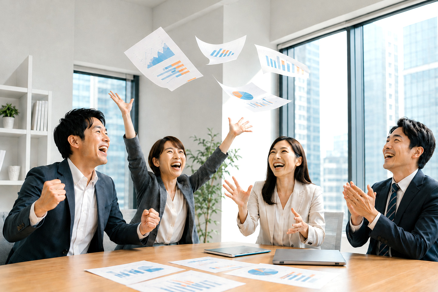 ECサイトの売上向上を喜ぶクライアントのイメージ|成果を実感できるデザイン制作を表現